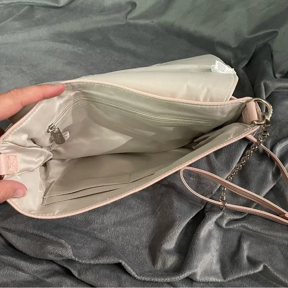 Blush and Floral Studio Thirty-One Clutch with Chain Crossbody Strap
